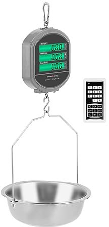 Steinberg Systems SBS-KW-015M Hängewaage 30 kg / 10 g LCD-Display Fernbedienung wiederaufladbare Batterie mit bis zu 10 h Betriebszeit Zugwaage digital Industriewaage