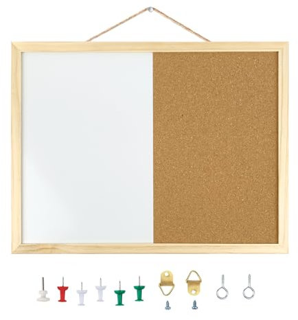 GDMINLO Tableau en liège effaçable à sec de 41,9 x 32 cm, tableau d'affichage combiné, tableau d'affichage, tableau mémo mural, tableau de vision effaçable à sec pour la maison, l'école et le bureau