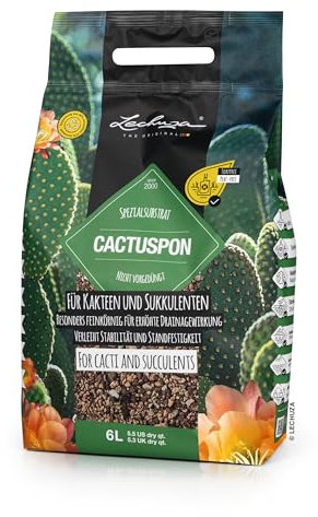 LECHUZA-Pflanzsubstrat CACTUSPON 6 Liter | für Kakteen und Sukkulenten | toffrei und ohne Düngemittel | 19546