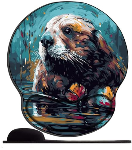 Mauspad mit Handgelenkauflage, niedliches ergonomisches Gel-Mauspad, Maus-Handgelenkauflage für Laptop, Computer, Zuhause, Büro, Arbeit, Gaming, Comfy-Sea Otter (1)