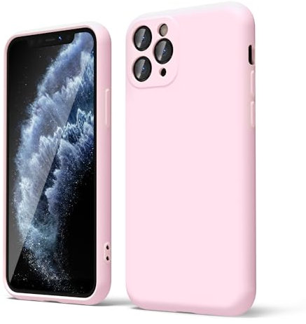 oakxco for iPhone 11 Pro Phone Case Liquid Silicone, Thin Slim Soft Rubber Gel TPU Plain Simple Cover for Women Girl Cute, Matte Solid Color, Light Pink
