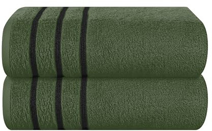 MyOwn Baumwolle 2er-Pack Oversized Badetuch-Set 70 x 140 cm, große Badetücher, Ultra saugfähig, kompakt, schnell trocknend und leicht, Olivgrün