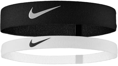 Nike Flex Headband StirnBND für Damen Set 2-teiliger aus Nylon und Spandex, Farbe: Black/White/Black, Größe: One Size, N.100.9191.036.OS