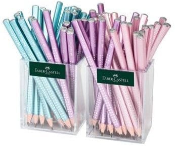 Faber-Castell Bleistift Jumbo Grip Sparkle, 2er Köcher dreieckig, Farbig lackiert, Soft-Grip-Zone, Länge: 175 mm, 1 Stück (111672) Marke