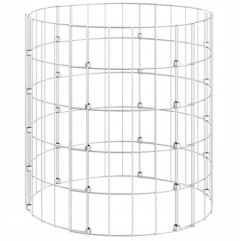 Colonne gabion ronde en acier galvanisé Ø 50 x 50 cm, clôture à double fil, kit complet de clôture 152015