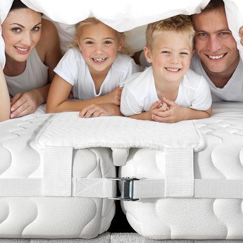 EPHEDORA 25,4 cm extra breite Bettbrücke Twin zu King Converter Kit – Split King Gap Filler für verstellbares Bett – Matratzenverbinder & Lückenfüller für Bett – robuster Metallschnallenriemen – 25D