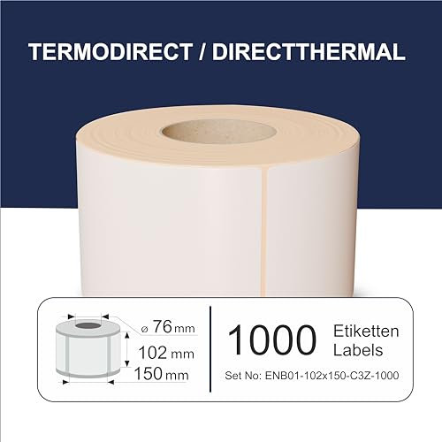 Versandetiketten DHL, UPS, DPD - 102 x 150 mm - 1000 Thermo Etiketten Eco auf Rolle, 3 Zoll Kern, Standard- und Industriedrucker, Thermodirekt permanent