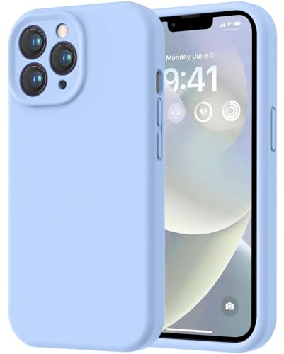 LOVE 3000 Designed for iPhone 13 Pro Max Case, Premium Silicone with [Soft Anti-Scratch Microfiber Lining] Shockproof Protective Phone Case for Lanyard 6.7, Light Blue