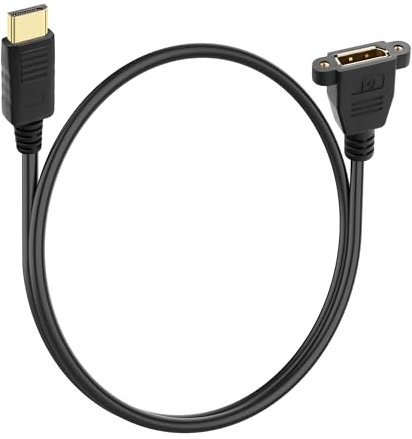 JSADZKJ Displayport 1.4 mâle vers femelle Câble d'extension DP vers DP avec vis Panel Mount 4 K/60 Hz 2K @ 144 Hz Prise en charge audio et vidéo pour moniteur, TV, ordinateur portable 1,6 ft/0,5 m