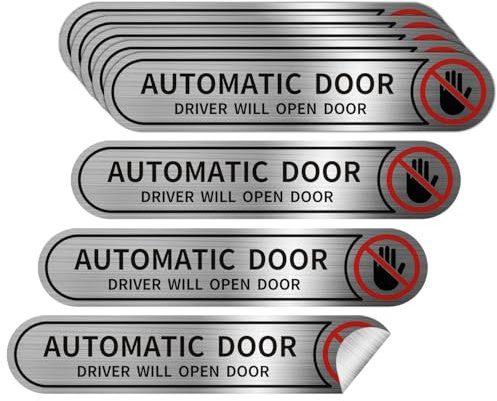 8 pieces Automatic Door Stickers for Cars, Brushed Silver Automatic Door Driver Will Open Door Sign Sticker,5inx1in
