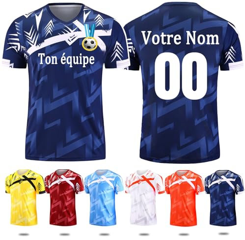Maillot de Foot Personnalisé T Shirt Foot Enfant Adulte Maillot Football Personnalisé avec Le Numéro du Nom