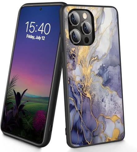 Bxgolkgd Designed for iPhone 14 Pro Case,Slim Soft TPU Silicone Shockproof Anti Slip Protective Case for Apple iPhone 14 Pro 2022 6.1 inch,Purple Gold Marble