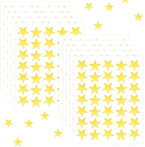 Yuanchu 1750 Stück/50 Blätter Kleine Goldfolie Sticker Sterne, 16mm Stern-Aufkleber Selbstklebende Aufkleber Sterne Belohnungssticker für Kinder Lehrer Studenten Scrapbooking DIY-Grußkarten