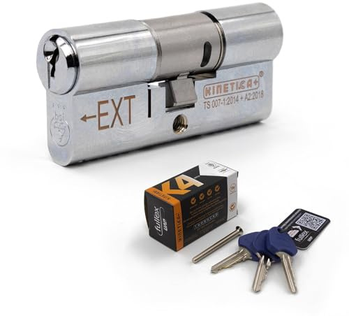 Fullex Kinetica+ K4 3* Euro Cylinder Door Lock - Chrome, 50/45, 4 Keys