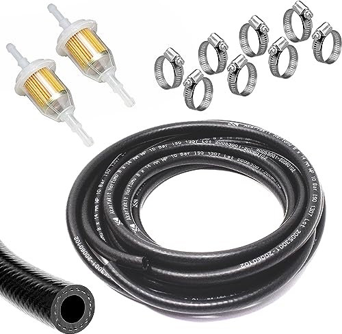 Benzinschlauch Ölschlauch Dieselschlauch Kit mit 2 Stück Benzinfilter und 8 Stück Schlauchschellen (10mm / 1m)