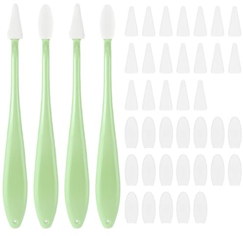 HJZHII 4 Pcs Paper Art Blending Blenders Stumps with 40 Pcs Replacement Sponge Wipes, Sketch Trimmer Erase Sponge Wiper Tools for Highlighting Shadowing Correcting Charcoal Drawing(Green)