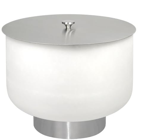 Comfy Moments Feuerschale 60cm Quarzglas Feuerstelle feuerfestes Glas mit Edelstahl Sockel und Deckel Feuerkorb für Terrasse und Garten
