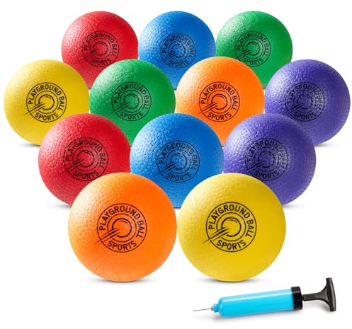 INPODAK Ballons de Jeux 8.5 Pounces Kickball Dodgeball Set Ballon Gonflable avec Pompe RainbowBall Balle Rebondissante Souple Balle pour Jardin et Plage