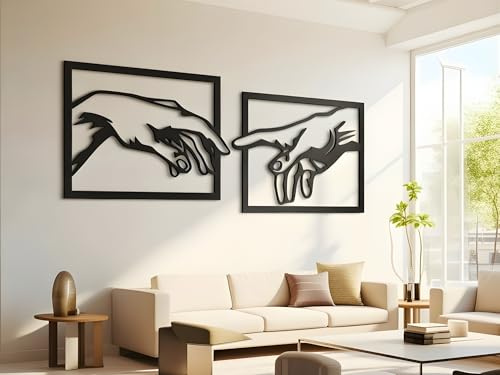 VAILLA Line Art Wanddeko Holz 3D – Wall Art Wandbild Wohnzimmer Büro Flur | MDF Sperrholz, Lasergeschnitten, Gesichter Linienkunst, 5 Größen, Schwarz Silber, personalisierbar, Eingang Esszimmer Büro