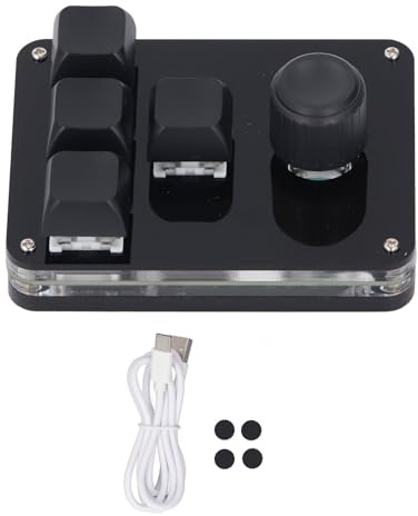 BAFOVY 4 Tasten 1 Drehknopf Tastatur, Mini Mechanische Gaming-Tastatur mit Blue Switch RGB LED, Programmierbare Makro-Tastatur für Gaming Büro Medien
