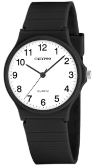 Calypso Kinderuhr Junge und Mädchen Analog aus Kautschuk Schwarz | Quarzuhr, Widerstandsfähiges Glas, K5880/5, Sweet Time