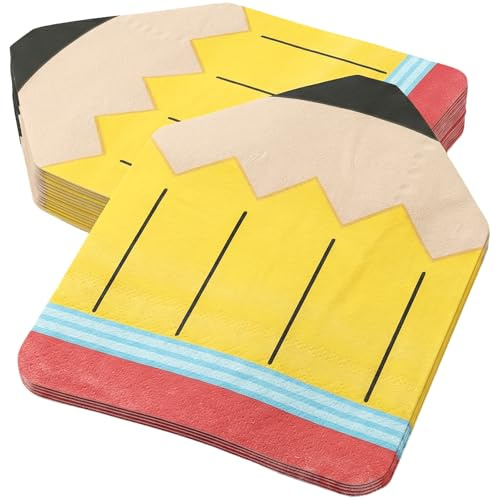 24Stück Servietten Einschulung,Einschulung Servietten,Tischdeko Einschulung | 33x33 cmSchulanfang Deko, 2-lagig,Papierservietten Schulanfang Kinder,Bleistiftmotiv