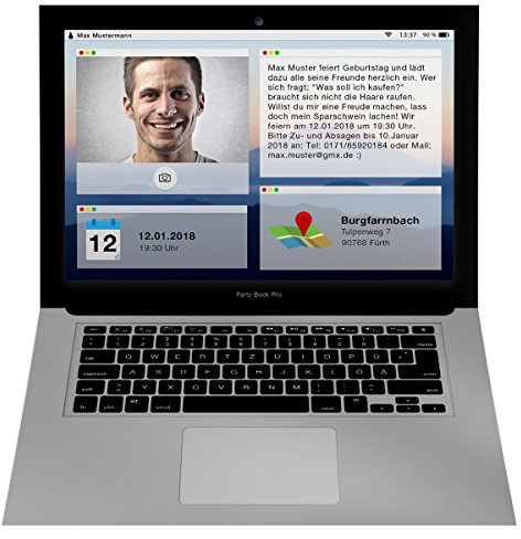 (30 x) Einladungskarten Geburtstag Laptop Klappkarte lustig witzig Einladungen