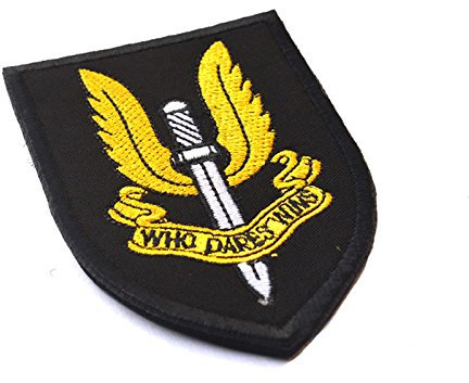 Aufnäher mit Aufschrift Who Dares Wins, für Airsoft SAS, SWAT, schwarz, bestickt, taktisch, Militär, Armee, Moral, Armband, Aufnäher, für Kappe, Tasche, Jacken