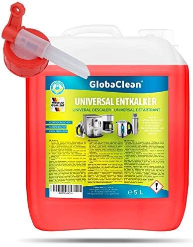 GlobaClean - Macchina da caffè anticalcare universale – tanica da 5 l con beccuccio – macchina da caffè disincrostante adatta per tutte le marche comuni – per 40 operazioni di decalcificazione