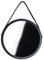 ORION GROUP Wandspiegel Spiegel Rund 52 cm mit Gürtel/Gurt-Aufhängung Schwarz Runder | Wand-Spiegel mit rahmen
