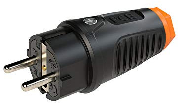 PCE Schutzkontakt Stecker Orange IP54 Vollgummi Zwei Erdungssysteme 0522-so