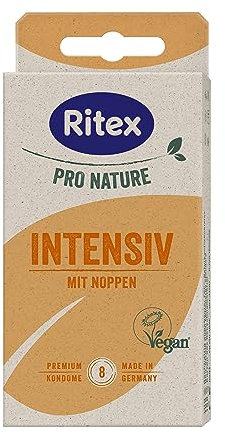 Ritex Pro Nature Intensiv Kondome - natürlich genoppt - nachhaltig, fair, 8 Stück, Made in Germany