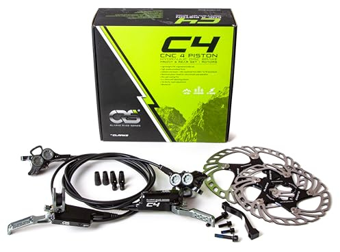 Clarks Cycle Systems Race Series C4 CNC 4 Piston Post Mount Front & Rear Hydraulic Brake Set, Including Rotors, 180/160mm