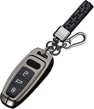 ontto Autoschlüssel Hülle Abdeckung Passt für Audi A6 A6L A8 A3 40 TFSI Sportback A7 A8 C8 Q8 D5 E-tron S6 Q7 SQ7 SQ8 3 Tasten Metall Schutzhülle Schlüsselhülle Schlüsselanhänger Zubehör-Schwarz