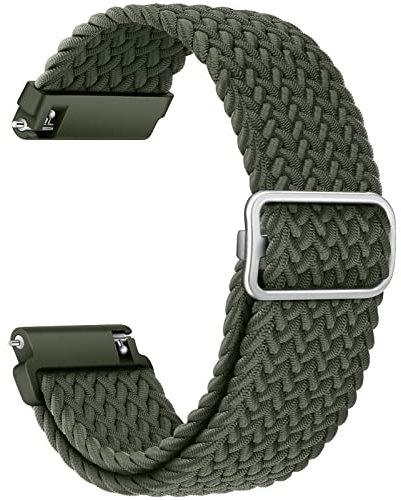 AidorMax 20 mm Nylon Geflochtenes Armband, Elastisch-Ersatzarmband mit Schnellverschluss Kompatibel mit Smartwatches und Armbanduhren, Verstellbar Uhrenarmband für Damen und Herren (Olivgrün)