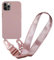 MBSLFY Case Compatible with iPhone 13 Pro, Liquid Silicone Protective Phone Case with Strap Adjustable Neck Cord Necklace Soft Cover for iPhone 13 Pro, Dark pink
