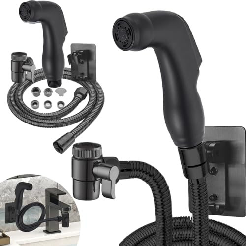 STOAT®Práctico set de ducha. Apto para lavabos de baño y cocina. duchas higienicas para wc,ducha higienica para wc,ducha inodoro,grifo wc higienico Negro
