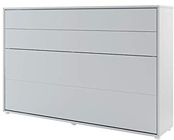 Homlando Lenart Schrankbett Bed Concept BC05 120x200 cm - Horizantal Schrankklappbett - Schrank mit integriertem Klappbett - Wandbett mit Lattenrost - Murphy Bed (Grau Matt)