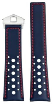 London Craftwork 22mm Echtes Lederband für TAG HEUER CARRERA MONACO FORMULA 1 Uhr Schwarz Blau