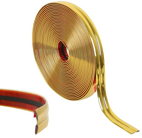 Moulure décorative autocollante, flexible, bande décorative autocollante, bande d'angle, plafond autocollante, 10 m x 2 cm, doré