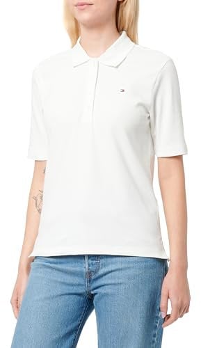 Tommy Hilfiger 1985 Reg Pique Polo SS Ww0Ww43224, Polo a Maniche Corte, Donna, Bianco (Ecru), S