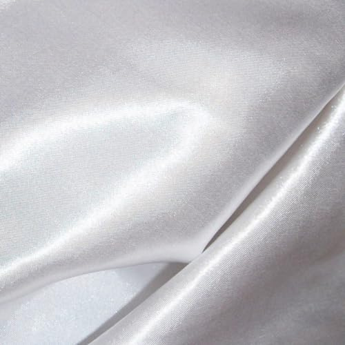 CQL Satin Fabric by The Metre – 60 Inch Wide Satin Roll for Wedding Dresses, Bespoke Tailoring & Decoration Projects – Soft, Smooth, Silk-Like Finish(White,1 Metre)