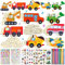 243Pcs Auto Holz Bastelset, Holz Basteln Kinder, Bastelsets für Kinder, Basteln für Kindergeburtstag, mit 27 Holz, 202 Strasssteine, 12 Farbstifte, 2 Aufkleber, für Mädchen/Jungen DIY Handwerk
