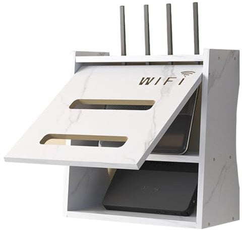 HFGHGDF Caja Oculta del Enrutador Caja Router Pared Router WiFi Rack Montaje en Pared/Suelo Estante de Almacenamiento de Pared para Sala de Estar, TV, Estante para decoración del hogar(White)