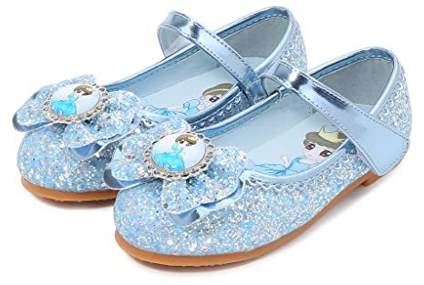 YONIER Scarpe Principessa Bambina Ballerine Bambina Scarpe Brillantini Frozen Bimba Partito per Ragazze Ballerina per Cerimonie e Occasioni Speciali,Blu,36 EU