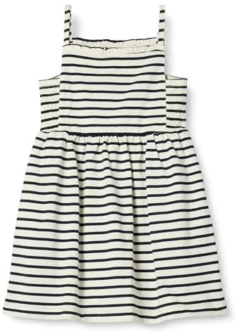 Amazon Essentials Abito Midi in Cotone con Spalline Bambine e Ragazze, Ecru Nero Marinara, 11-12 Anni