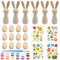 ARONRAVE Ostereier Zum Bemalen, 12 Stück Ostereier Holz+6 Stück Osterhase Holz zum Bemale Eggs Holz Ostern zum Basteln Ostern Basteln Kinder für Ostern Geschenke Kinder