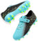 LECYGNB Boys Football Boots Kids Girls Athletics Training Astro Turf Soccer Shoes Teenager Profession Competition Indoor Outdoor Sneakers Unisex Black Cyan UK 2
