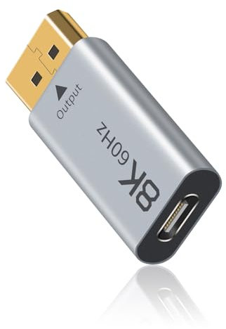 Duttek 8K USB C to Displayport 1.4 Adapter 1 Pack, (Uni-Directional) USB Type C Female to DP Male Adapter Compatible with iPhone 16 Pro Max, Galaxy S24, MacBook Pro/Air, iPad, XPS Grey