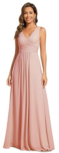 Ever-Pretty Robe Demoiselle d'honneur Femme Mousseline Ceinture Plis Chic Rose 40